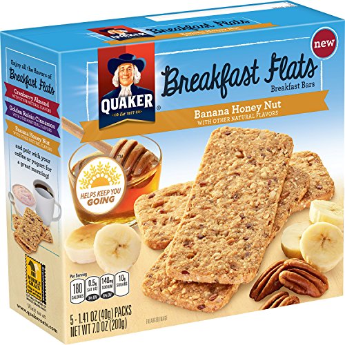 Quaker Breakfast Flats, Banana Honey Nut, Breakfast Bars (Pack of 8)