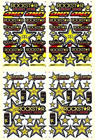 Lot of 4 Sheets, Rockstar Energy Sticker Car Racing Motorcross Decal Motorcycle Truck Graphic Logo Bicycle Bike Stickers