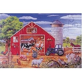 24-piece Deluxe Animals In The Barn Cardboard Floor Puzzle
