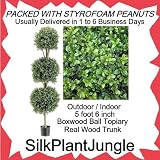Artificial 5 foot 6 inch Boxwood 3 Ball Outdoor Indoor Potted Topiary Tree Plant packed in peanuts