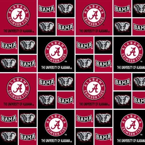 Cotton University of Alabama Crimson Tide College Team Sports Cotton Fabric Print By the Yard