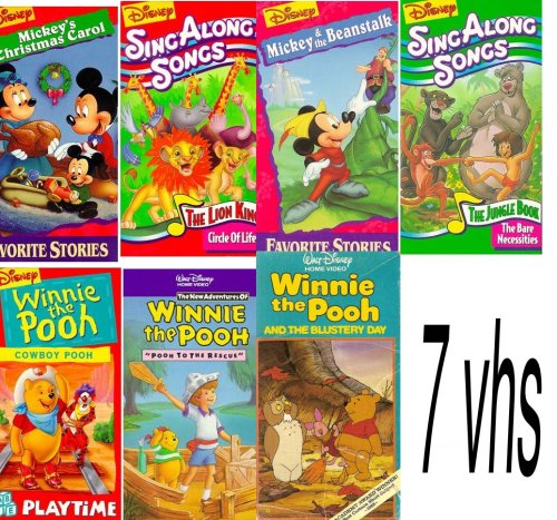 disney's sing along songs pack 7 : Mickey's Christmas Carol , Disney's Sing Along Songs - The Lion King Circle of Life, Mickey & Beanstalk, Disney Sing Along Songs: Bare Necessities, Winnie the Pooh: Cowboy Pooh, The New Adventures of Winnie the Pooh, Vol. 10: Pooh to the Rescue (1988), Winnie the Pooh and the Blustery Day,