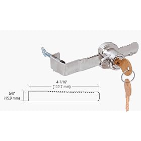 C.R. LAURENCE KV962 CRL Chrome Adjustable Sliding Glass Door Lock with Thumb Screw Adjustment for up to 1/2 Thick Door