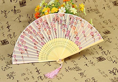 MSAyin Japanese Handheld Folding Fan, Cherry Blossoms Cascade