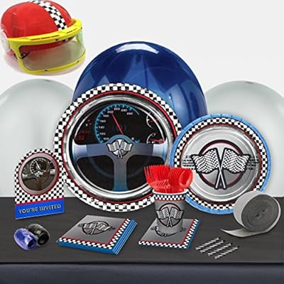 Racing Party Supplies - Party Pack for 8 with Racecar Driver Helmets