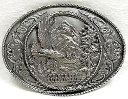 Canada Scenic Non-Color Pewter Belt Buckle