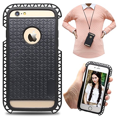 iPhone 6s Plus Case, ApopTech Carrying Case iPhone 6s Plus Bumper Cover TPU Case & Long Strap Neck Lanyard Shell Portable Shockproof Protective Armor for Apple iPhone 6/6s Plus 5.5 Inch (Black)