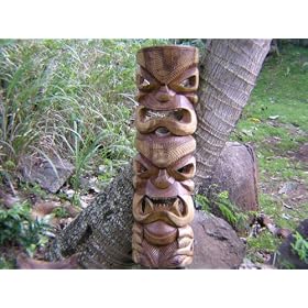 DOUBLE HEADED MASK 36 - ACACIA WOOD - LOVE and PROSPERITY by tikimaster.com