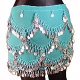 Belly Dance Coin Hip Scarf, Crescents on Rectangle, Georgette Fashion Colors Available