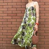 ３ＷＡＹ最強マキシ丈スカートにもなる ベアワンピース♪全面フラワー水彩タッチプリント