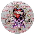 Ed Hardy Candle Circle Plate for Single Pillar, Love Kills