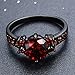 Junxin Round Cut Ruby Red January Birthstone Rings Women Black Gold Plated Light Weight Size6/7/8/9/10