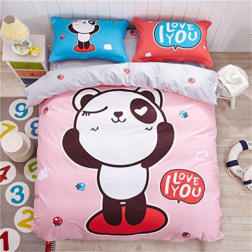 YeeKin Home Bedsheet Sets 4pc,100% Cotton Panda Kids Bedding Sets,Queen Twin Size Cartoon Kids Panda Bedlinen No Comforter,Twin Size 3Pc