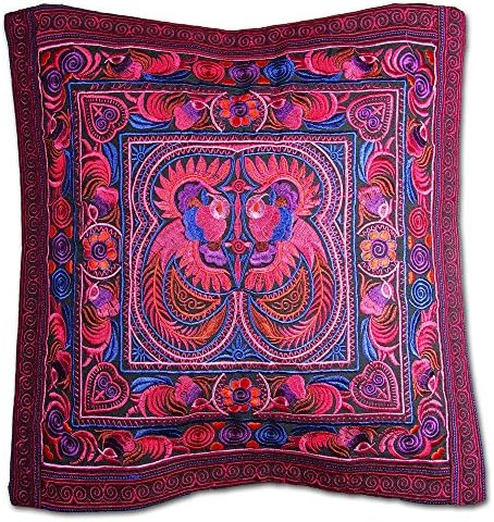 Throw Pillow Covers Art Decorative with Embroidery Thread 16"x16" Red and Red Tone