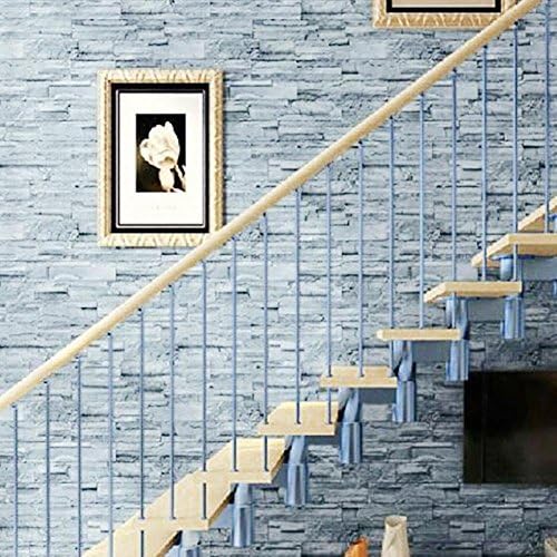 TTOCK Newest Brick Stone Pattern Vinyl Self Adhesive Wallpaper Roll Peel Stick Contact Paper (Turquoise)