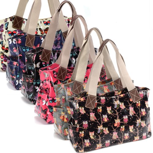 Owl/Butterfly Print Oilcloth Cartoon Shoulder Bag Tote Shopper Carry day Handbag