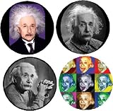 Set of 4 Albert Einstein Pinback Buttons 1.25