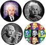 Set of 4 Albert Einstein Pinback Buttons 1.25" Pins theoretical physicist