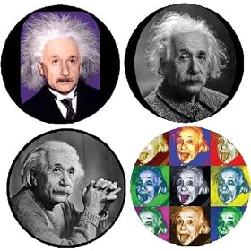 Set of 4 Albert Einstein Pinback Buttons 1.25" Pins theoretical physicist