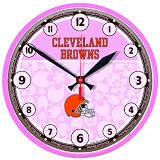 NFL Cleveland Browns Round Clock "Pink Background"