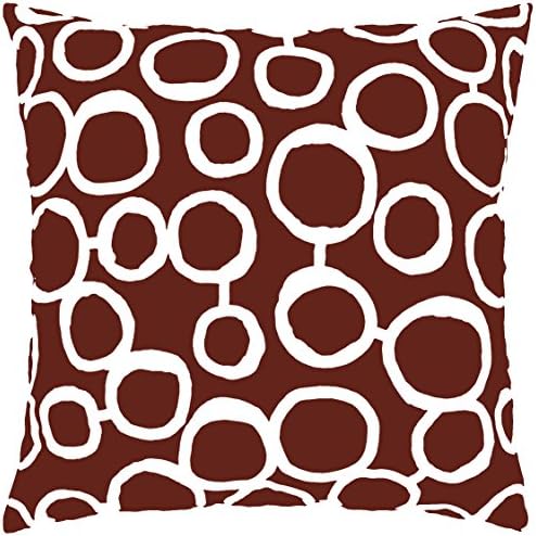 Cotton Canvas Circle Two Side Square Accent Decorative Throw Pillow Cover (Brown/White for 22 x 22 Inserts)