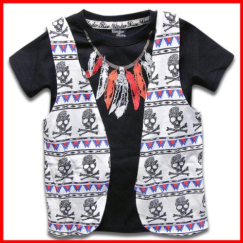 【UNDER RISE インディアンチョーカーネイティブベスト付キッズ・ジュニア半袖Ｔシャツ】110cm/120cm/130cm/140cm【ブランド子供服 UNDER RISE】【2012 春】【ダンス】