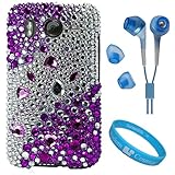 Purple and Silver Rhinestone Diamante Protective Crystal Hard Case for HTC  ....