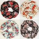 SCHLAUCHSCHAL MIT BLUMENPRINT IN 6 FARBEN DAMEN LEICHTE QUALITÄT TUCH HALSTUCH UNI