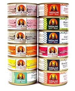 Weruva Grain Free Canned Dog Food Variety Pack - 12 Flavors (Grandma's Chicken Soup, Wok the Dog, Peking Ducken, Amazon Liver, Steak Frites, Funky Chunky, Cirque de la Mar, Paw Lickin' Chicken, Jammin' Salmon, Marbella Paella, Green Eggs & Chicken, and That's My Jam!) - 5.5 Ounces Each (12 Total Cans)