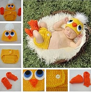 Jastore® Photography Prop Cute Yellow Duck Costume Crochet Knitted Baby Girl Boy
