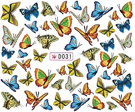 12 Packs of 3d Full Flower Nail Wraps Water Slide Nail Art Decals / Tattoo / Stickers, Flower and Butterfly