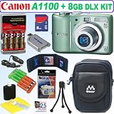 Canon PowerShot A1100IS 12.1 MP Digital Camera (Green) + 8GB Deluxe Accessory Kit