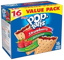 Pop-Tarts, (Not Frosted) Strawberry, 16-Count Tarts (Pack of 8)