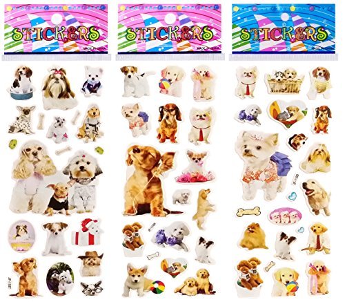 3 Sheets Puffy Dimensional Scrapbooking Party Stickers-FREE USA SHIPPING - PUPPIES DOGS