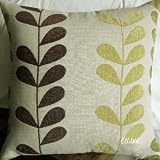 Decorative Green / Chocolate Leaf Chenille Throw Pillow Cover (One Side)
