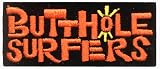 Butthole Surfers - Orange & Yellow Logo on Black Rectangle - Embroidered Iron On or Sew On Patch