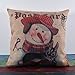LINKWELL 45x45cm Shabby Chic Look Merry Christmas Collection Deer Christmas Tree Santa Claus Snowman Rabbit Burlap Pillow Case Cushion Cover with 1pc Coaster (CC618)