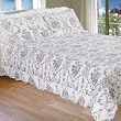 [Serene Night-Black] 100% Cotton 3PC Classic Floral Vermicelli-Quilted Quilt Set (Full/Queen Size)