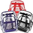 (60 Pieces) Red + Purple + Black Trim K-Cliffs Clear Transparent PVC School Backpack/ Book Bag/ Day Pack
