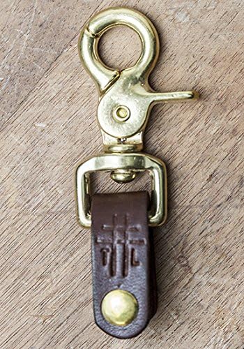 THRUX LAWRENCE - Horween Leather Keypost - Hand Crafted Claw Keychain - Brown with Brass