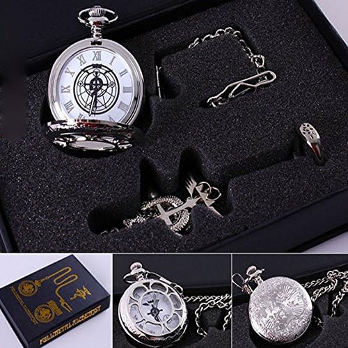 Generic Fullmetal Alchemist Anime Pocket Watch &amp; Necklace &amp; Ring