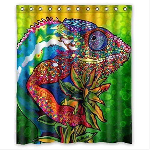 Colorful Chameleon Close Up Waterproof Bathroom Polyester Fabric Shower Curtain,Bathroom decor 60" x 72"