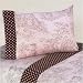 4pc Queen Sheet Set for Pink and Brown Toile Bedding Collection