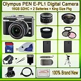Olympus PEN E-pl1 Digital Camera (Black) with Olympus 14-42mm Micro Four Th ....
