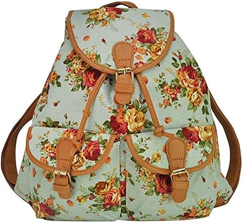Women Girls Floral Canvas School Book Satchel Travel Backpacks Rucksack