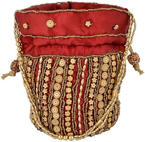 Hanumant Creations Traditional Rajasthani Handicraft Potli Bag, Red, HCHB011
