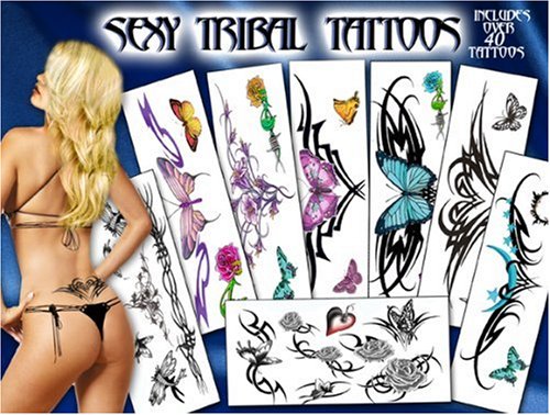 Temporary Tattoos Tribal Butterflies, Variety Pack, 40 Tattoos (Pack of 2)