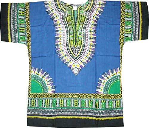 AmericanDashiki (+ FREE Bracelet) Womens Summer Fun African Dashiki True Blue