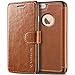 VRS Design [Brown] Premium Leather Folio Case Flip Wallet Cover [Layered Dandy] Classic Leather with 3 Card Slots Phone Case for Apple iPhone 6 Plus / iPhone 6s Plus