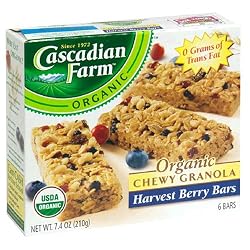 Cascadian Farm Organic Chewy Granola Bars, Harvest Berry, 6-Count Boxes (Pack of 6)